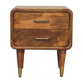 Artisan Furniture Solid Wood Amber Oak Bedside Table 2 Drawers Brown
