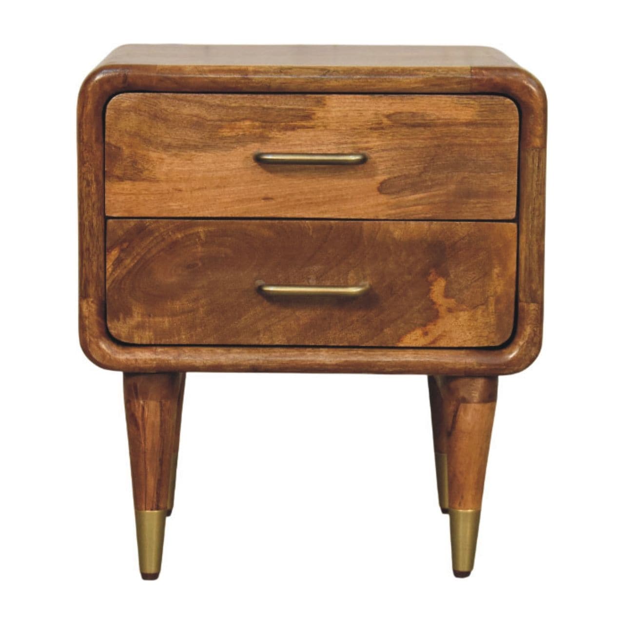 Artisan Furniture Solid Wood Amber Oak Bedside Table 2 Drawers Brown