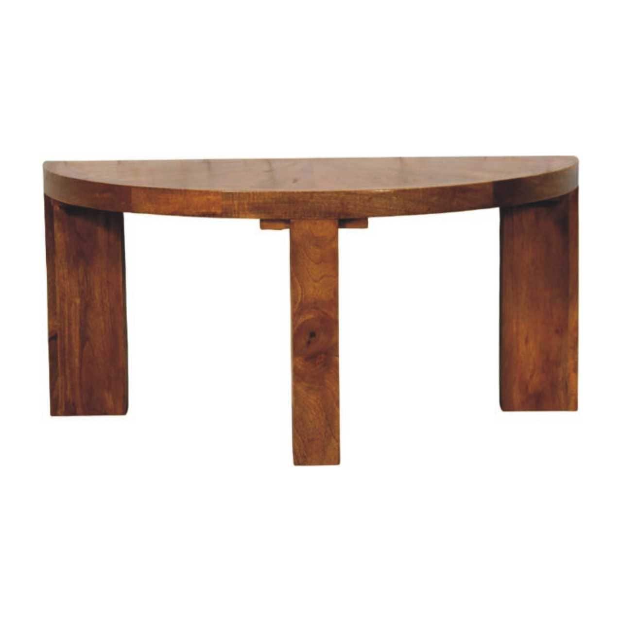 Artisan Furniture Solid Wood Amber Oak Half Moon Coffee Table Brown