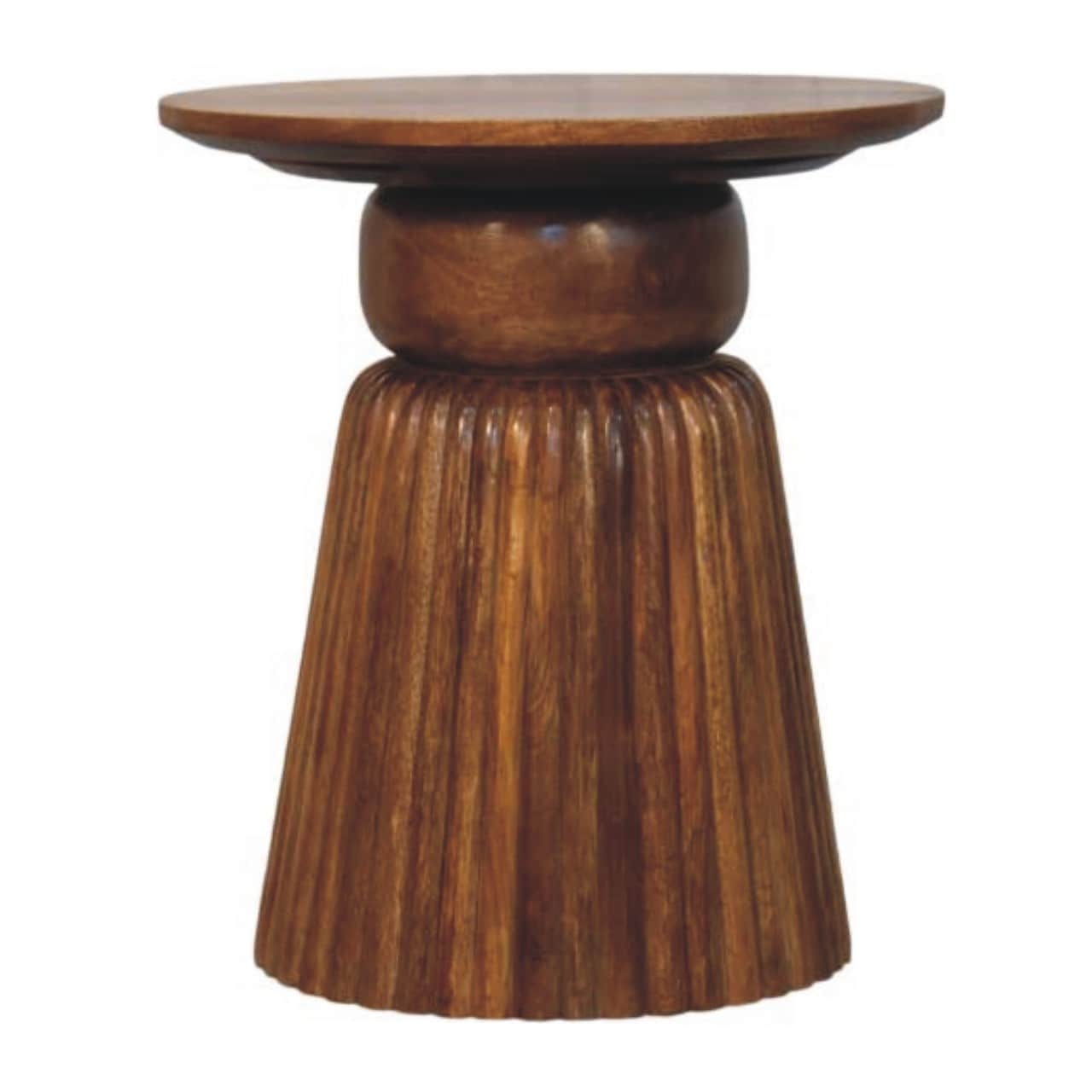 Artisan Furniture Solid Wood Amber Oak Round Side Table Brown