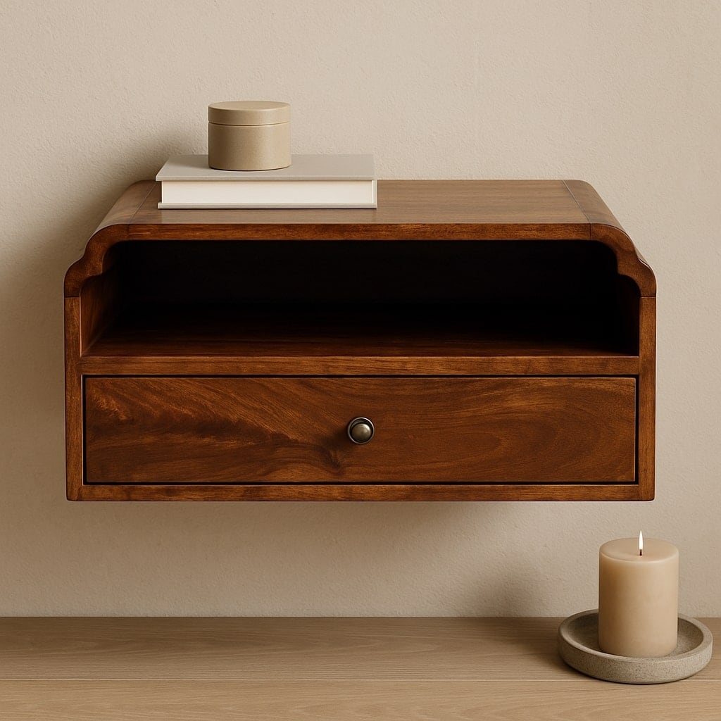 Artisan Furniture Solid Wood Avora Wall Mounted Chestnut Bedside Brown