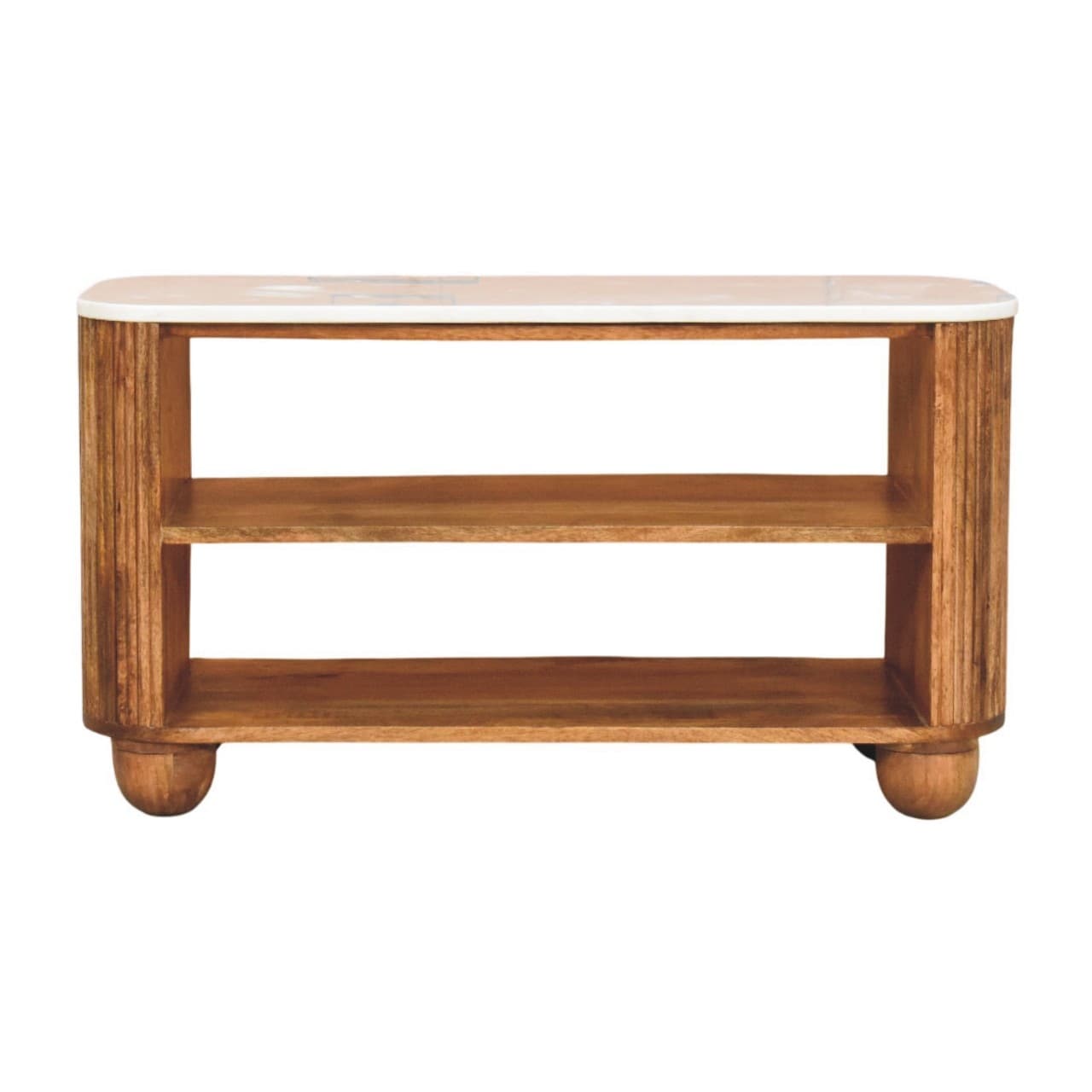 Artisan Furniture Solid Wood Beaumont Marble Shoe Bench Brown