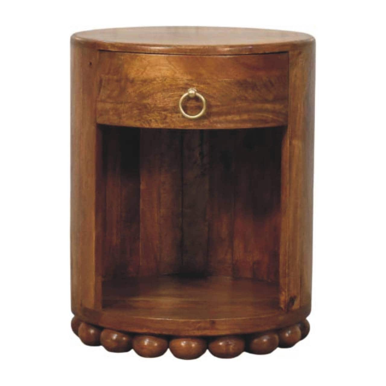 Artisan Furniture Solid Wood Bola Round Side Table Brown
