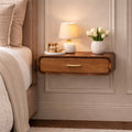 Artisan Furniture Solid Wood Curved Floating Bedside 1 Drawer Brown