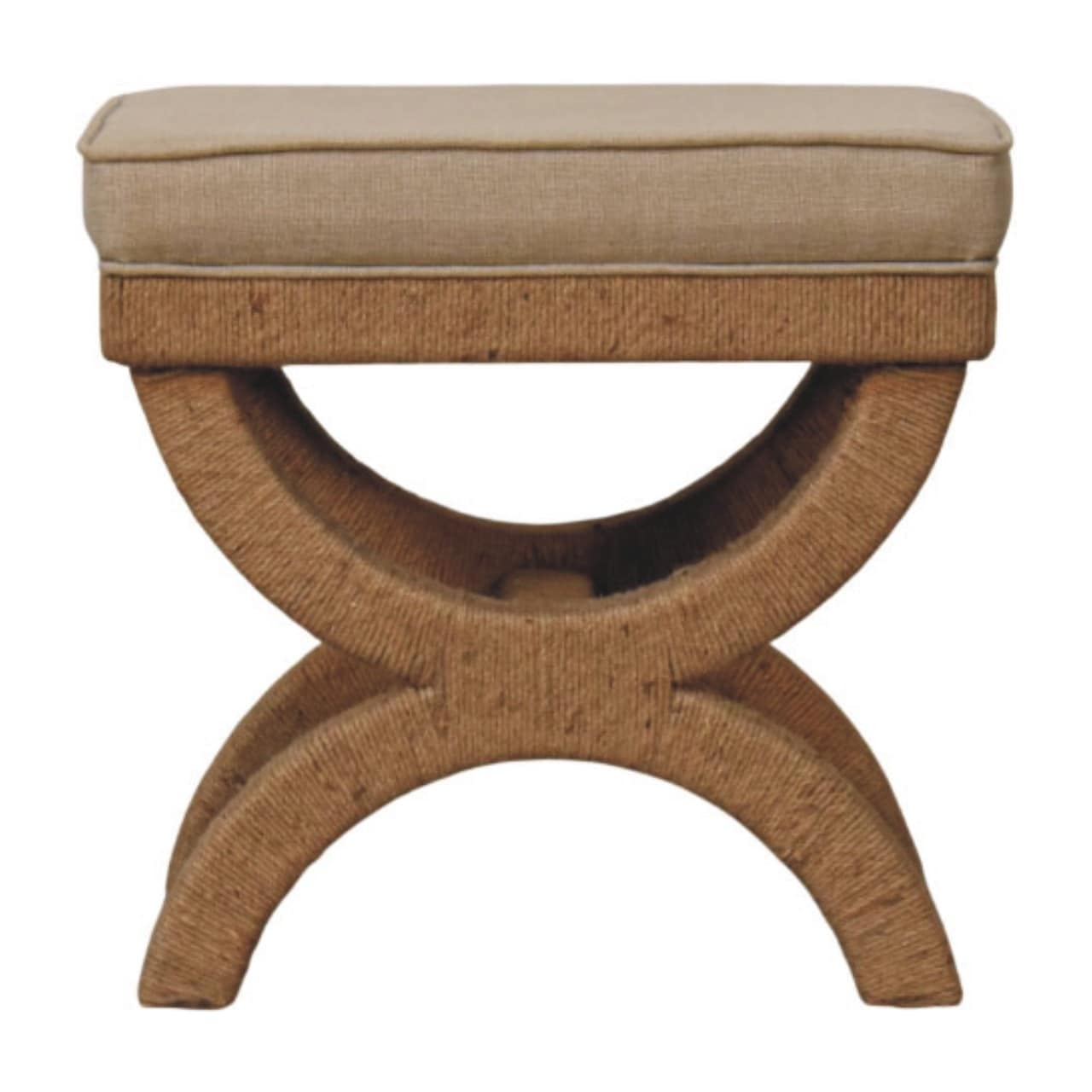 Artisan Furniture Solid Wood Rattan Arch Bench Brown