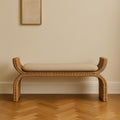 Artisan Furniture Solid Wood Rattan Weave Boucle Bench