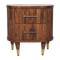 Artisan Furniture Solid Wood Ribbed Bedside With Brass Handles