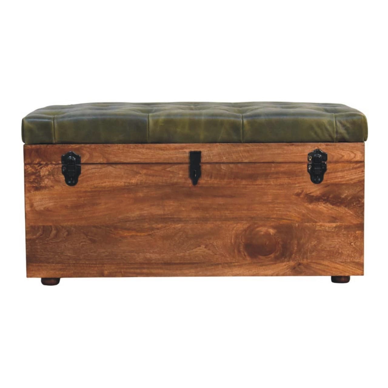 Artisan Furniture Solid Wood Roasted Almond Storage Trunk Bench