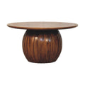 Artisan Furniture Solid Wood Round Fluted Coffee Table Brown