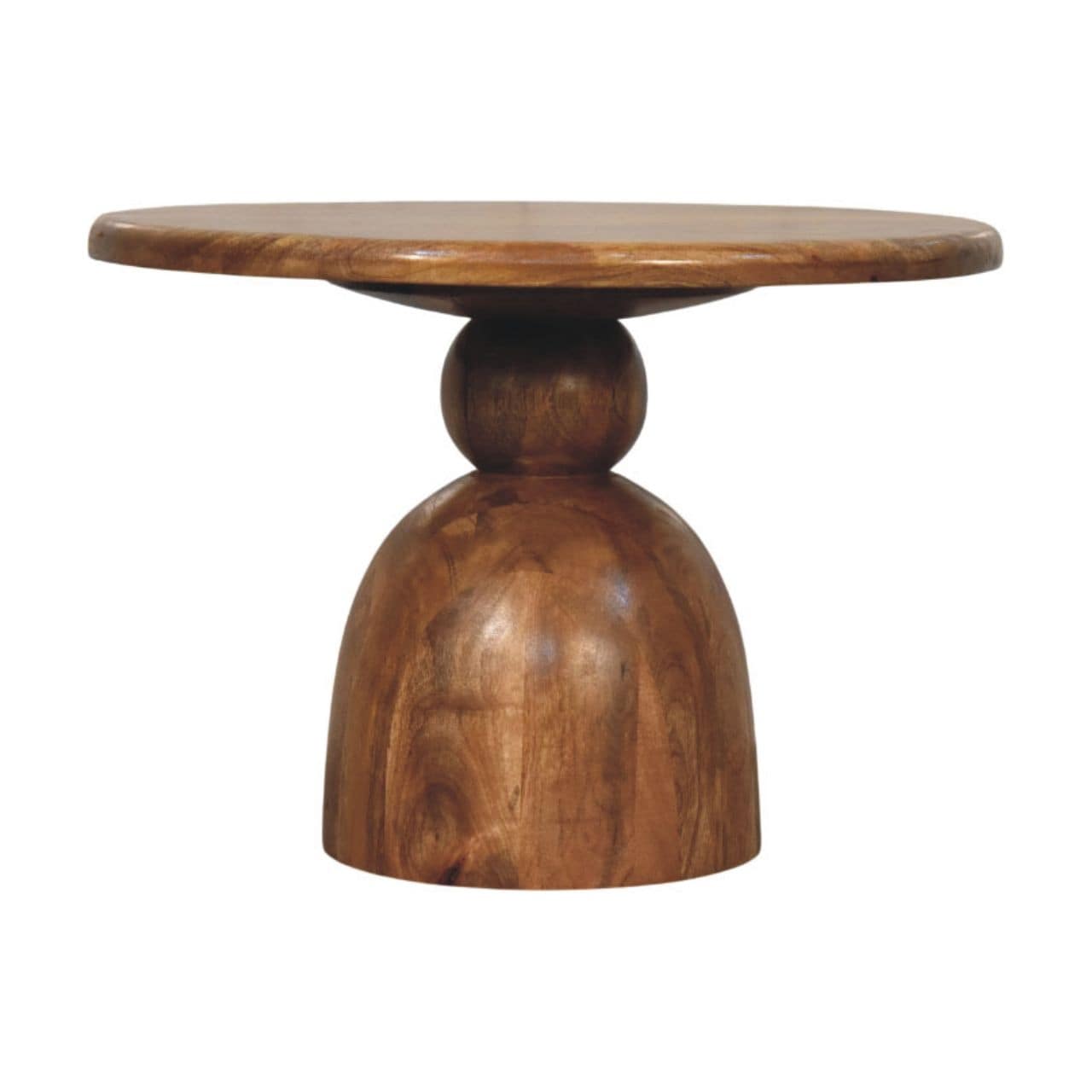 Artisan Furniture Solid Wood Sculpted Pedestal Coffee Table Brown