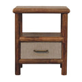 Artisan Furniture Solid Wood Solara Rattan Bedside Table 1 Drawer 1 Shelf Brown