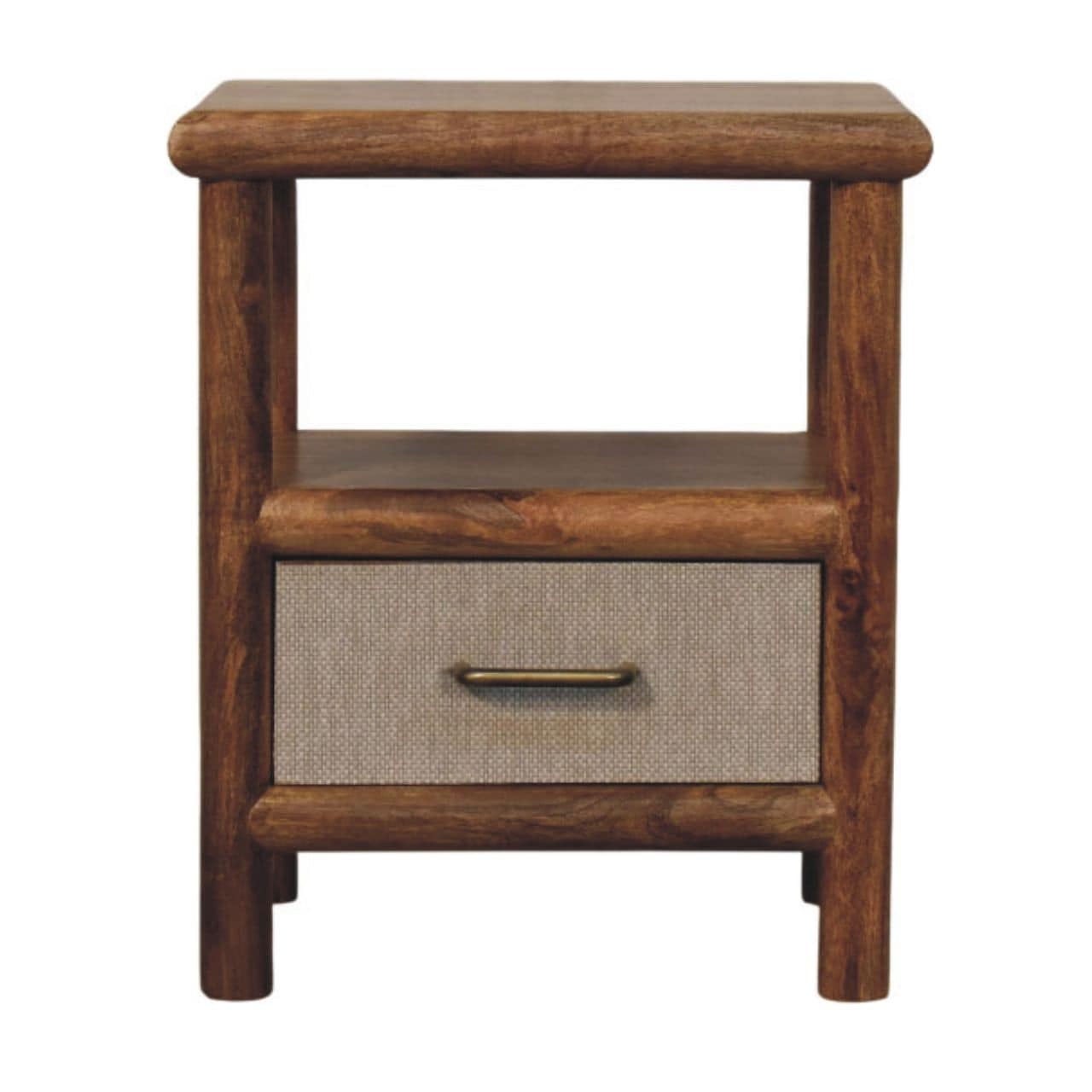 Artisan Furniture Solid Wood Solara Rattan Bedside Table 1 Drawer 1 Shelf Brown