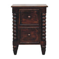 Artisan Furniture Solid Wood Spindle Duo Bedside 2 Drawers Brown