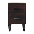 Artisan Furniture Solid Wood Spindle Mocha Bedside Table 2 Drawers Brown