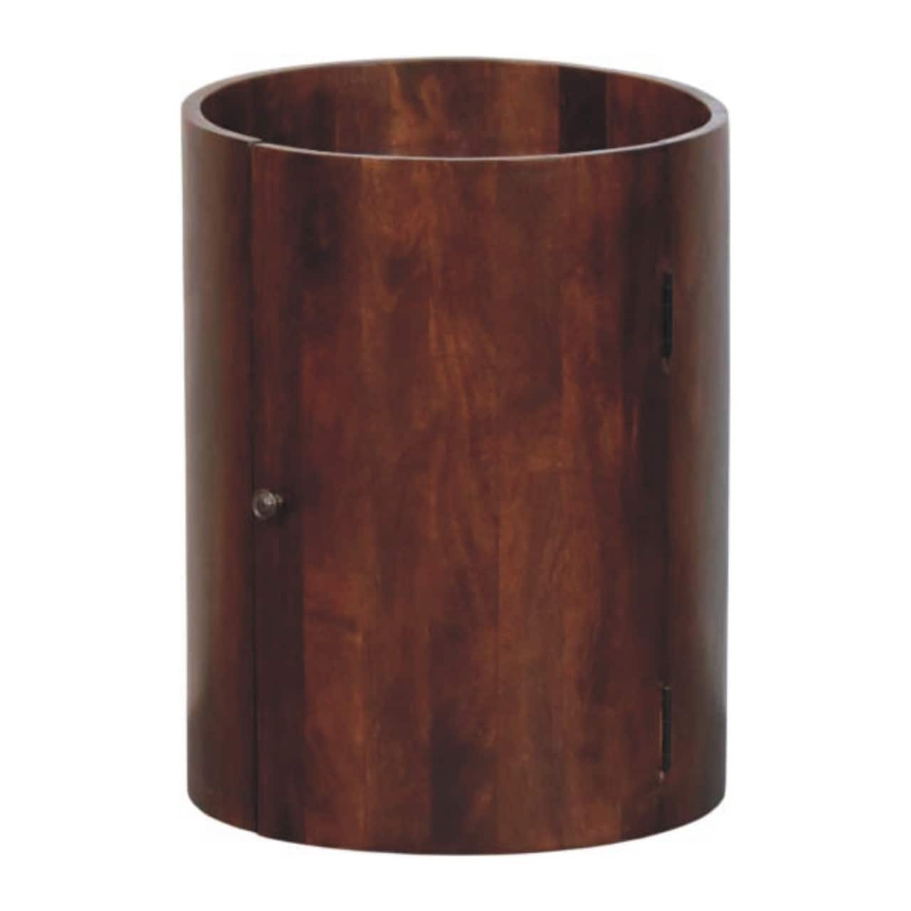Artisan Furniture Solid Wood Winewood Round Side Cabinet Brown