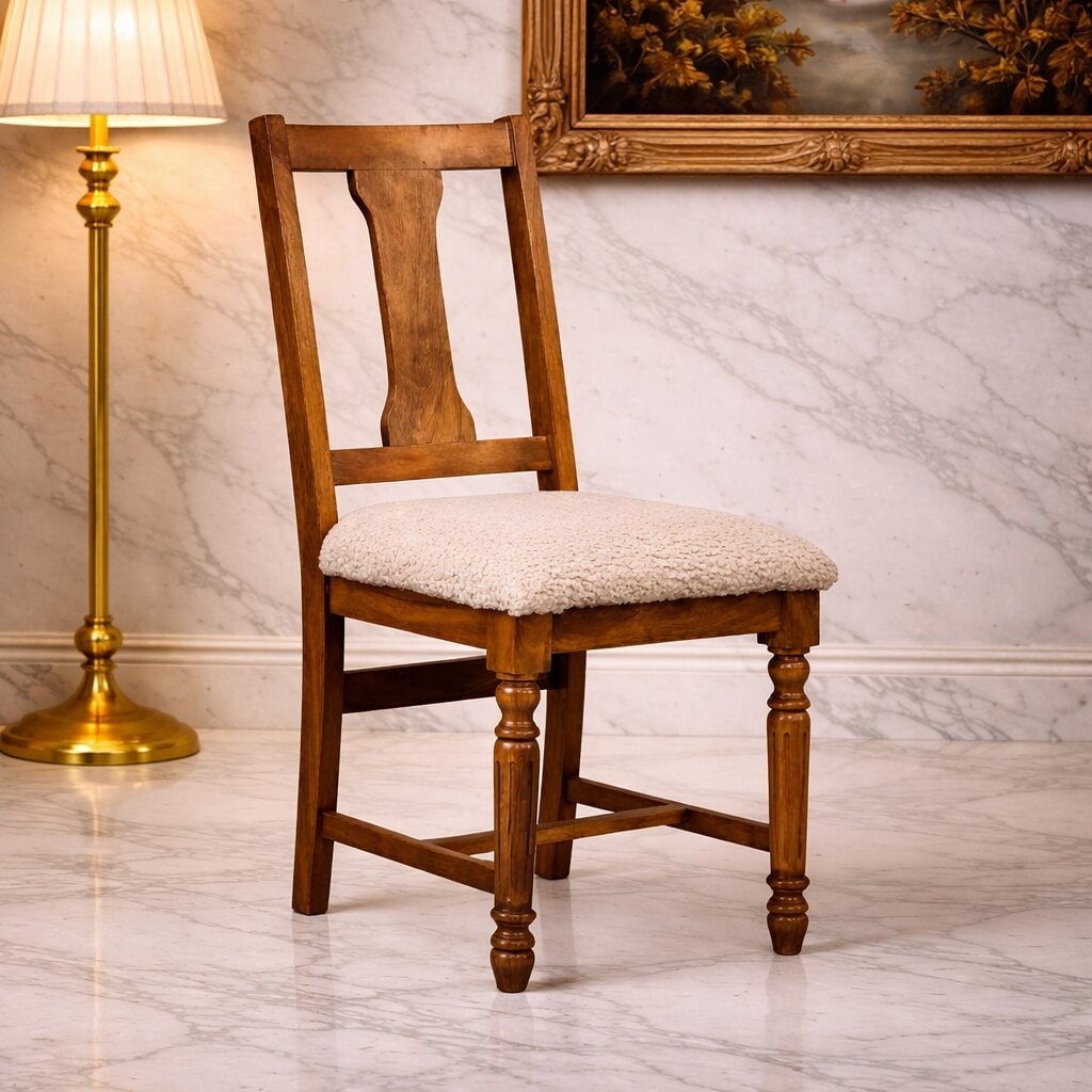 Artisan Furniture Solid Wood Writing Chair With Turned Legs