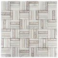 Artisana 12X12 In. Silver White Textured Foiled Stone Block Basketweave Mosaic Wall And Floor Tile 4.83 Sq Ft Case 5 Pack