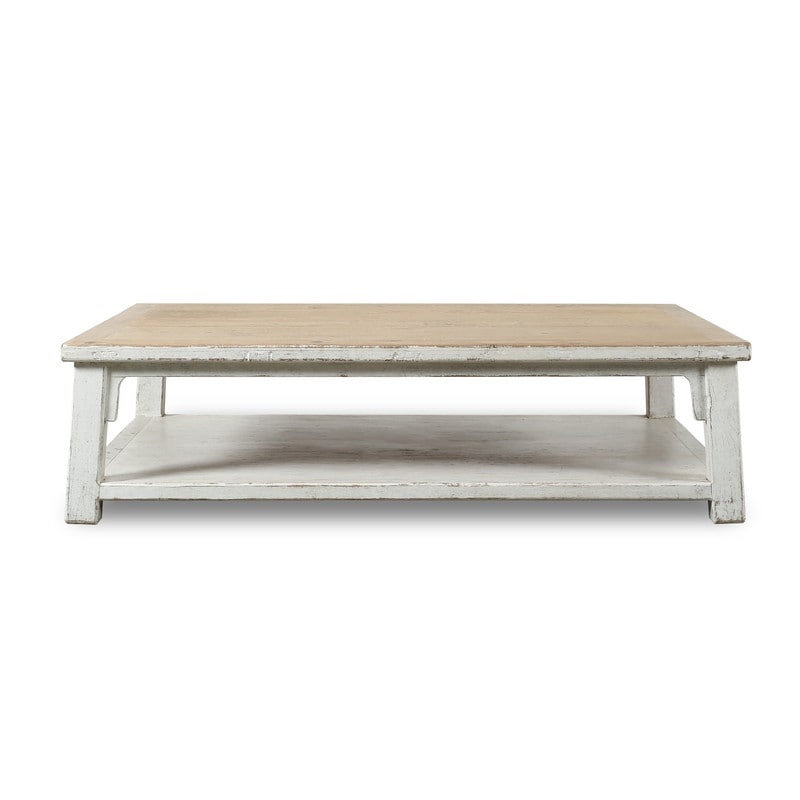 Lilys Living Amalfi Large Wooden Coffee Table 67 Inch Wide Off White 67 W X 43 L X 18 H