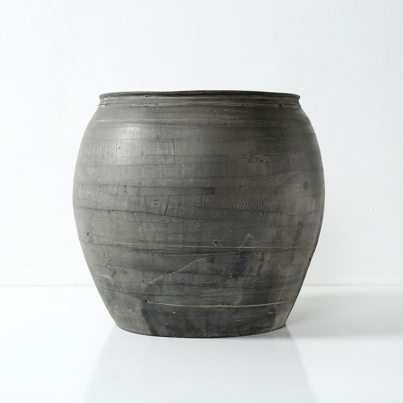 Lilys Living Large Vintage Black Pottery Jar 15 Inch Diameter Gray 15 W X 15 L X 14 H