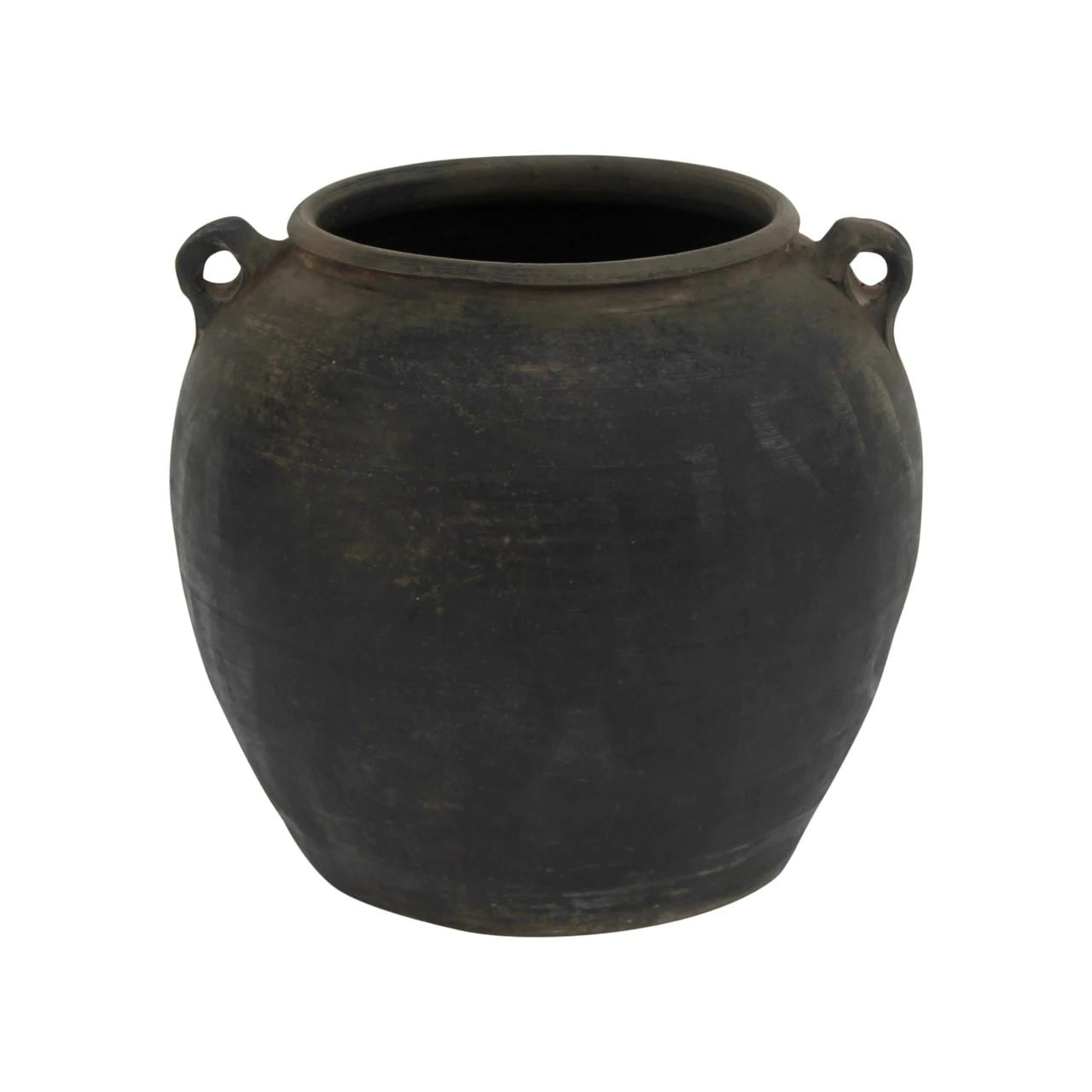 Lilys Living Large Vintage Black Pottery Jar With Two Handles 13 Inch Tall 12 W X 12 L X 13 H