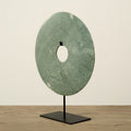 Lilys Living Medium Green Jade Disk Statue D Cor With Base 16 Inch Tall