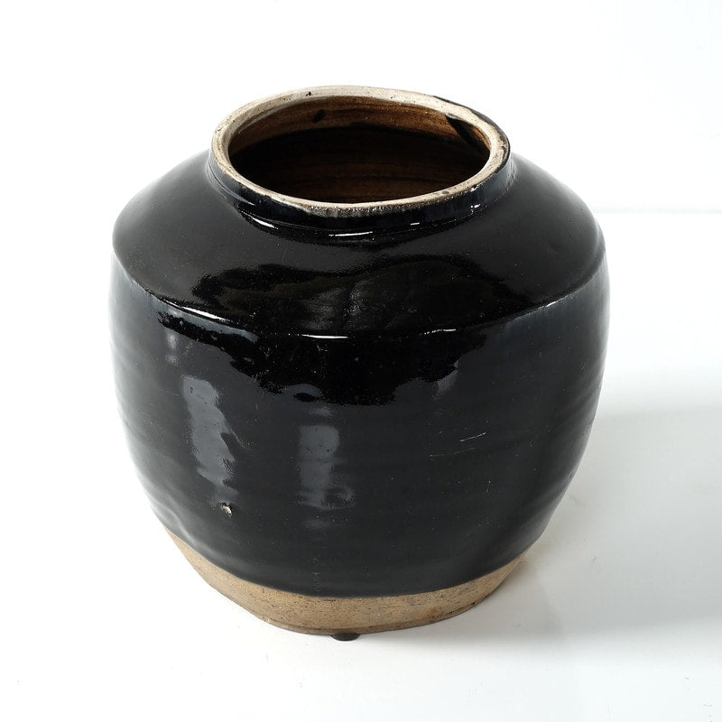 Lilys Living Medium Vintage Oil Pot With Black Glaze 8 Inch Tall N A