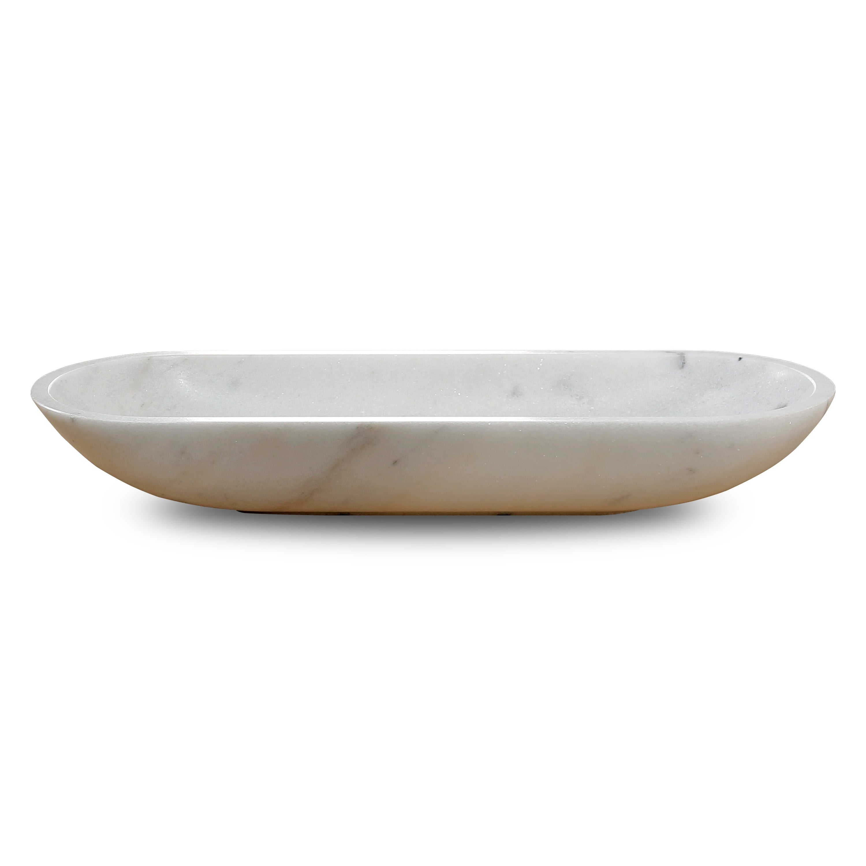 Nature White Marble Oval Bowl 27 Inch Width