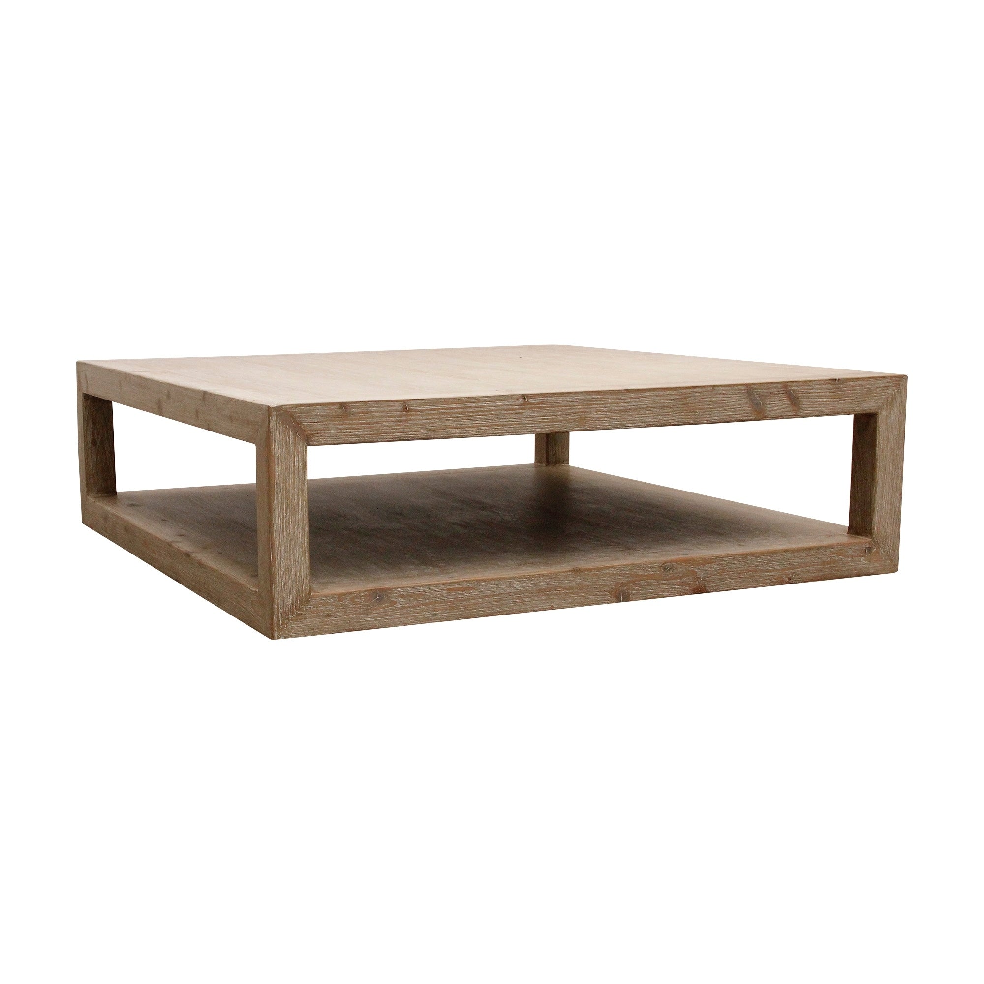 Lilys Living Versatile Peking Grand Framed Square Coffee Table With Weathered White Wash 50 Inch Long