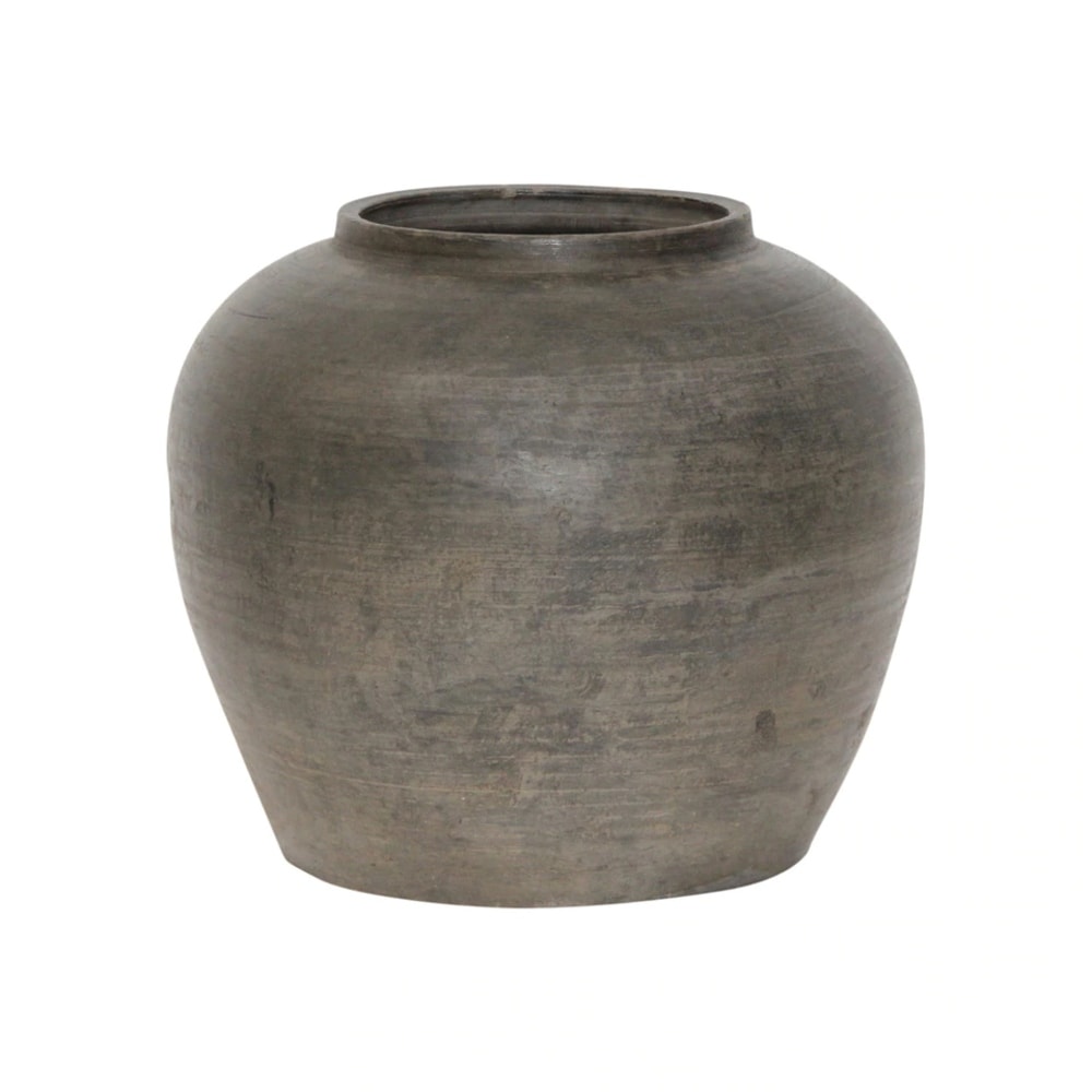 Lilys Living Vintage Black Pottery Jar 11 Inch Diameter Gray Size Finish Vary 11 W X 11 L X 10 H