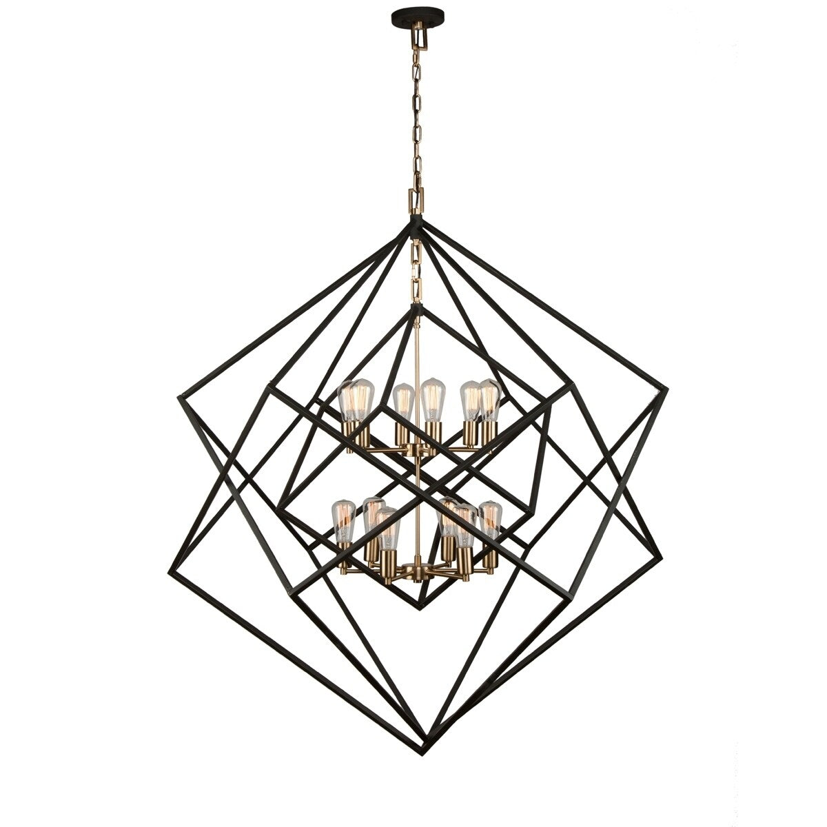 Artcraft Lighting Artistry Satin Brass Matte Black Metal Chandelier
