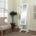 Artiva Usa 63 Inch White Floor Standing Mirror And Jewelry Armoire With Led Light