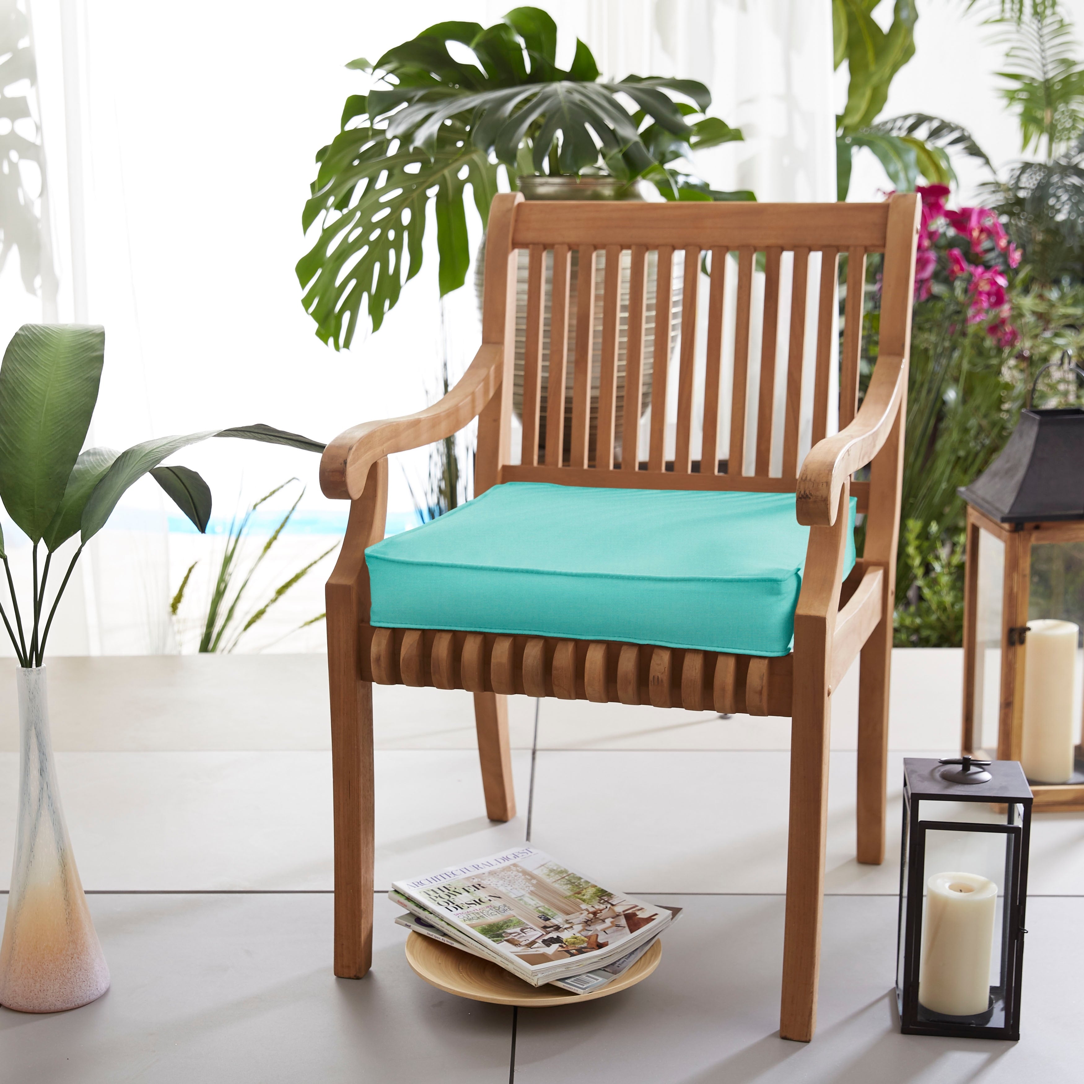 Aruba Blue Indoor Outdoor 19 Chair Cushion With Sunbrella Fabric