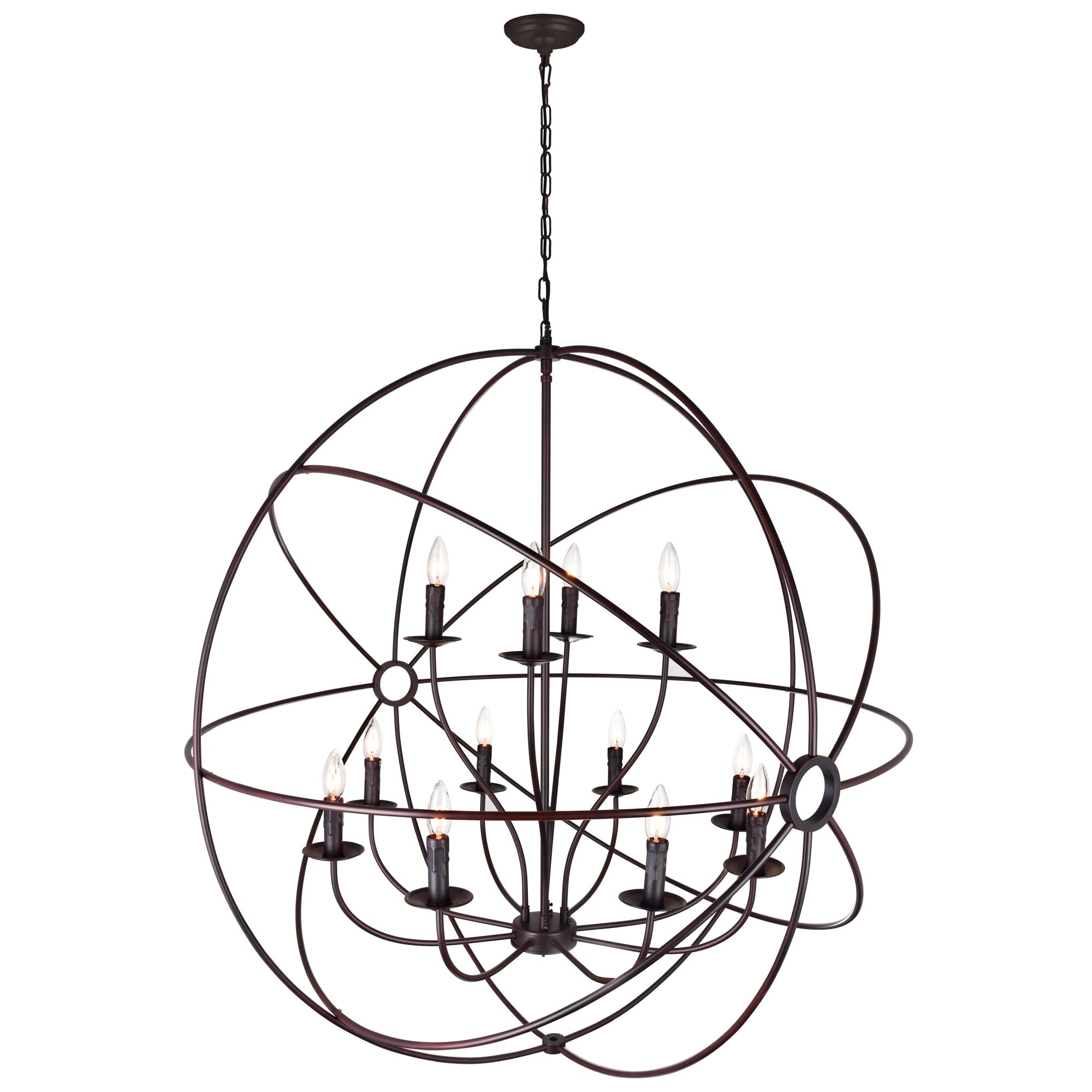 12 Light Brown Finish Stainless Steel Chandelier