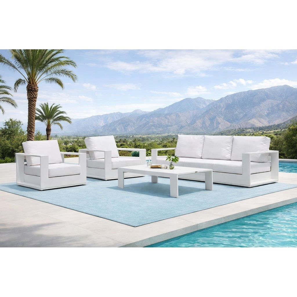 Ascot White 4 Piece Aluminum Outdoor Conversation Seating Set
