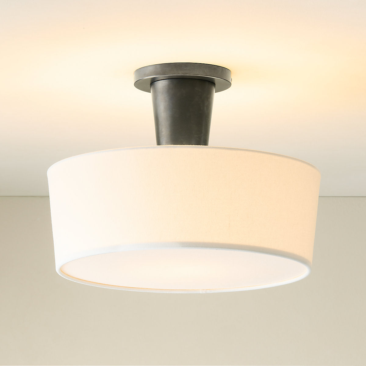 Ascot Blackened Brass Drum Pendant Light