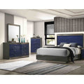 Ash Gray Finish Modern Bed Dresser Mirror Chest Bedroom Set 4Pc