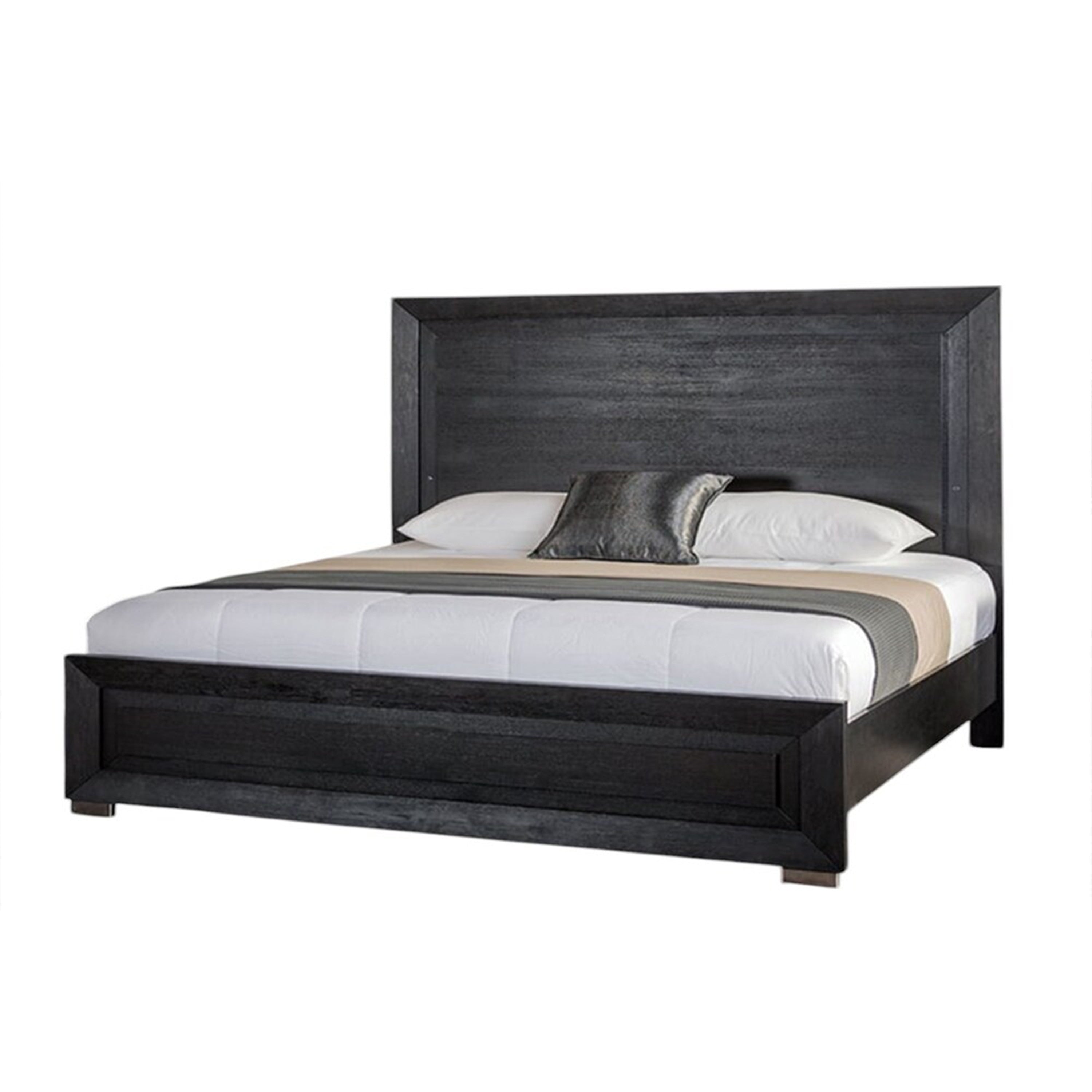 Ashen California King Bed Led Headboard Chrome Metal Legs Black Wood