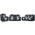 Asher 3Pc Manual Recliner Sofa Loveseat Chair Set Black Gray Faux Leather