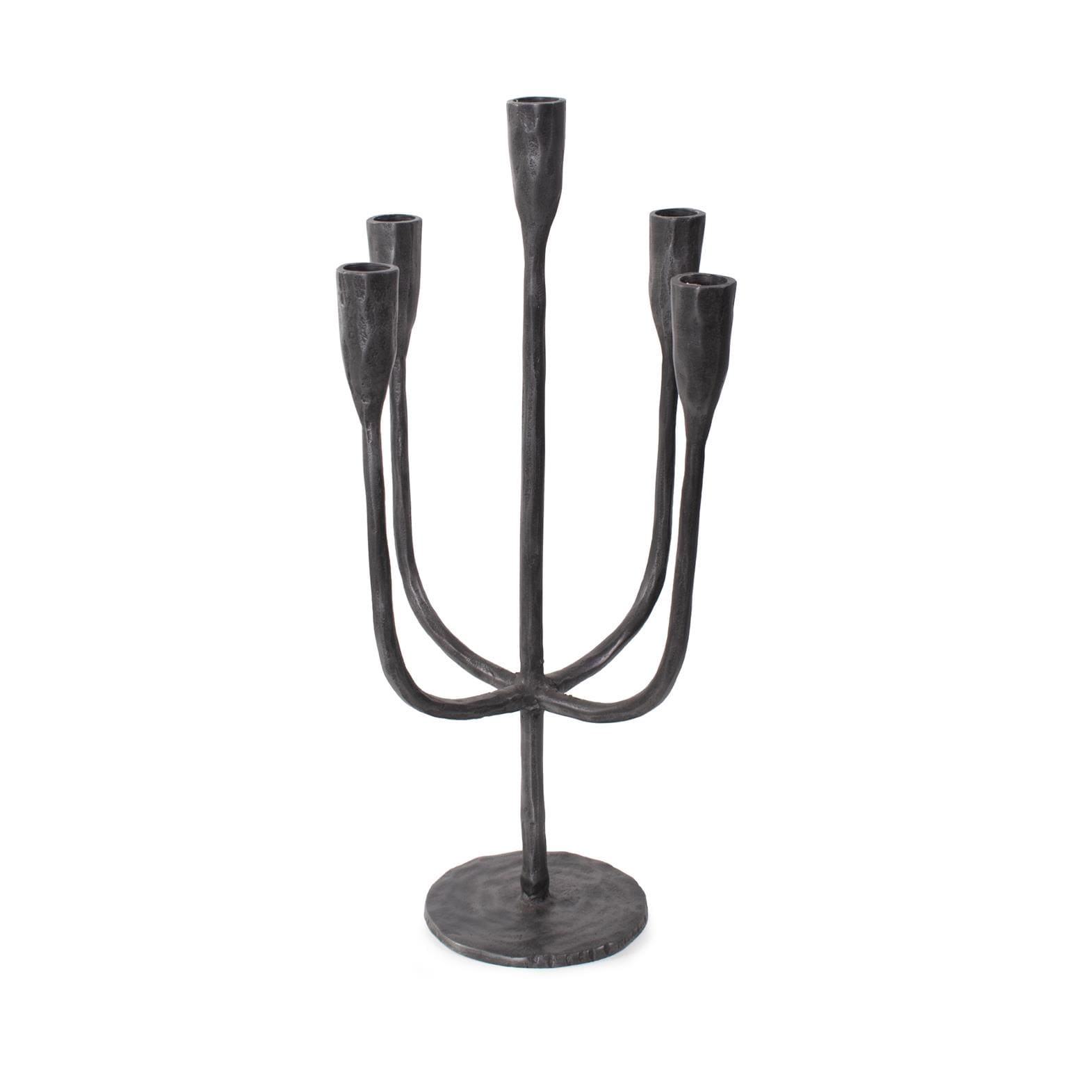Asher Sculpted Cast Aluminum Five Arm Candle Holder Ebony