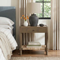Asher Wood Tray Top 1 Drawer Nightstand With Rush Shelf By East At Main