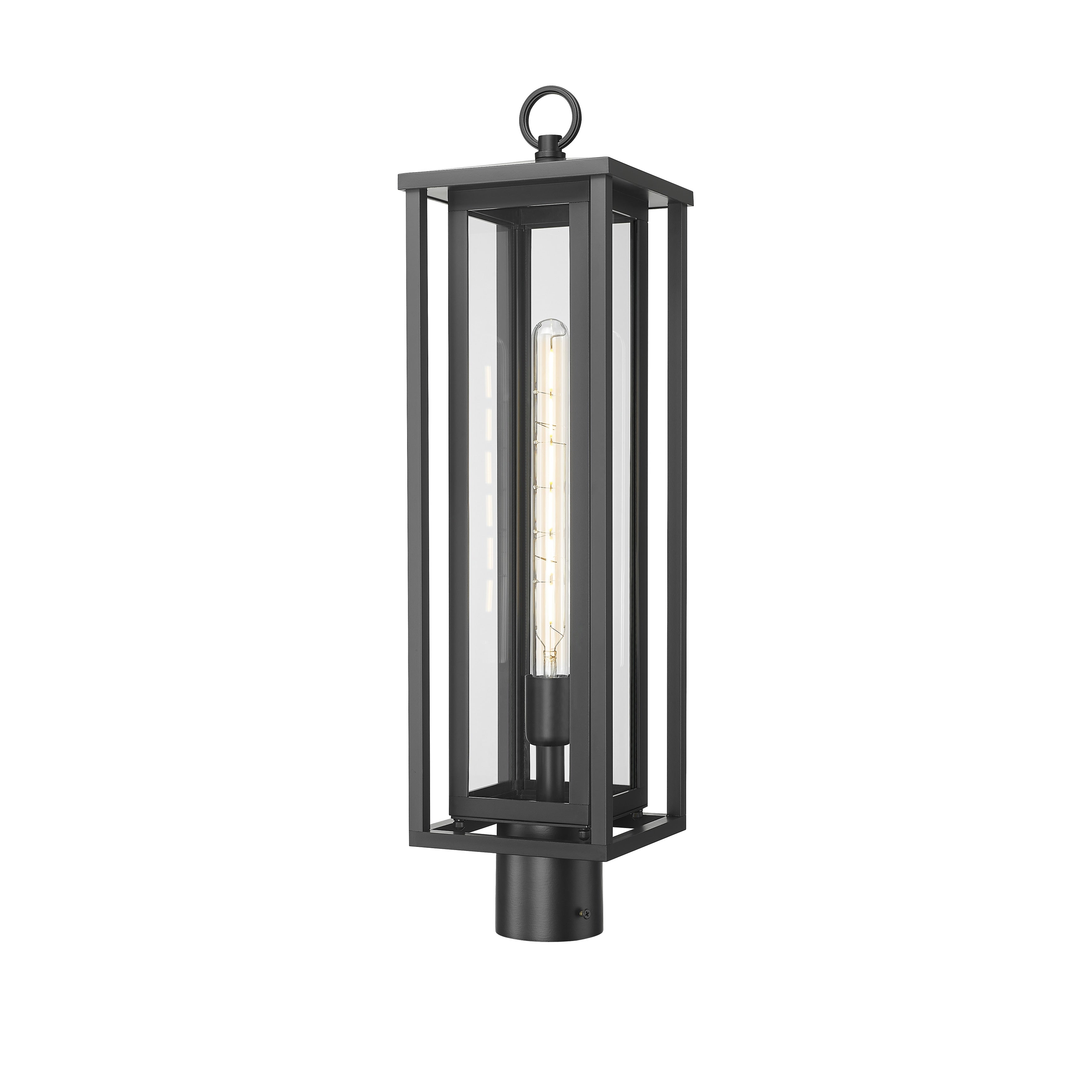 Ashland 1 Light 25 Matte Black Clear Shade Outdoor Post Lantern N A