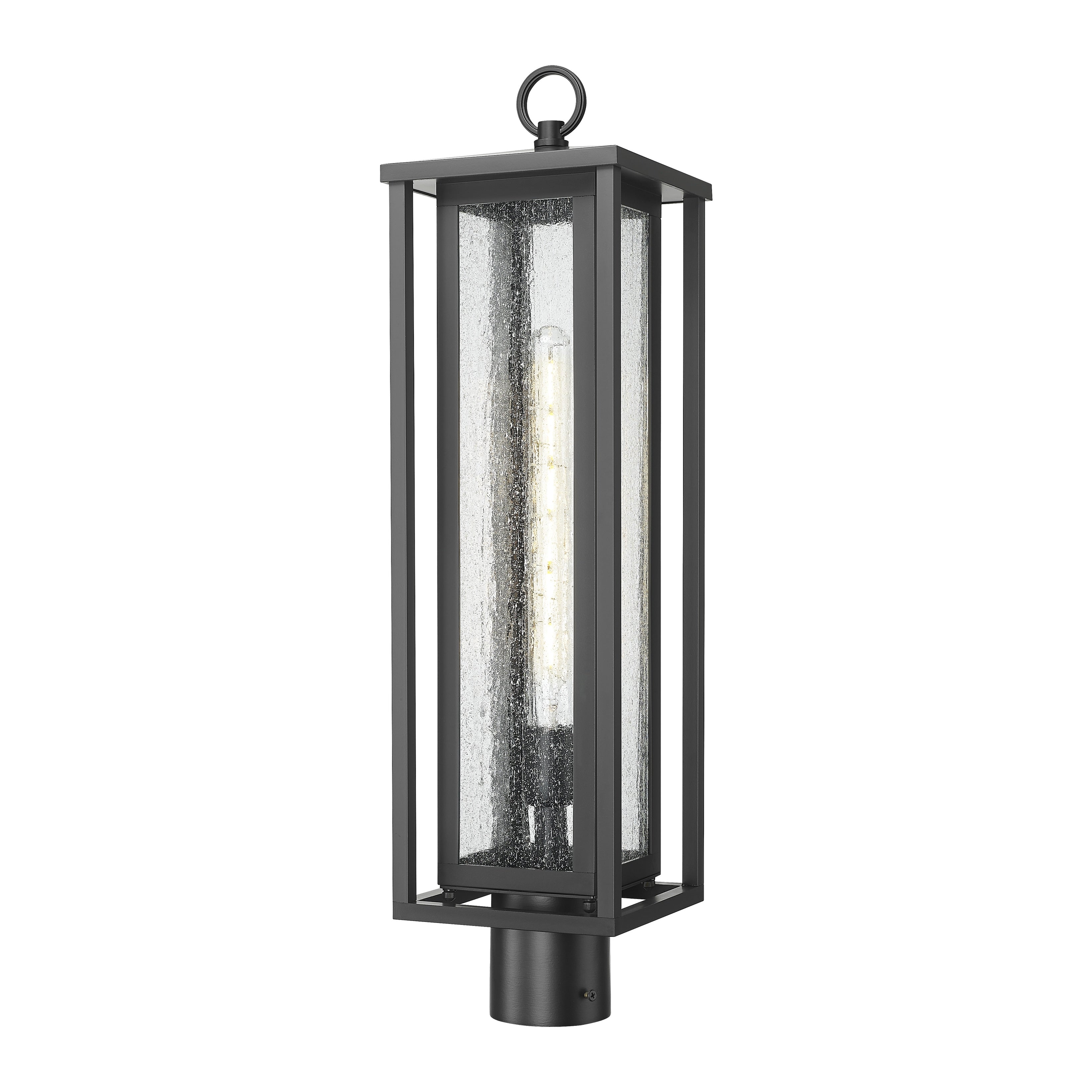 Ashland 1 Light 25 Matte Black Seedy Shade Outdoor Post Lantern N A