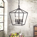 Ashley Antique Black 4 Light Iron Cage Chandelier