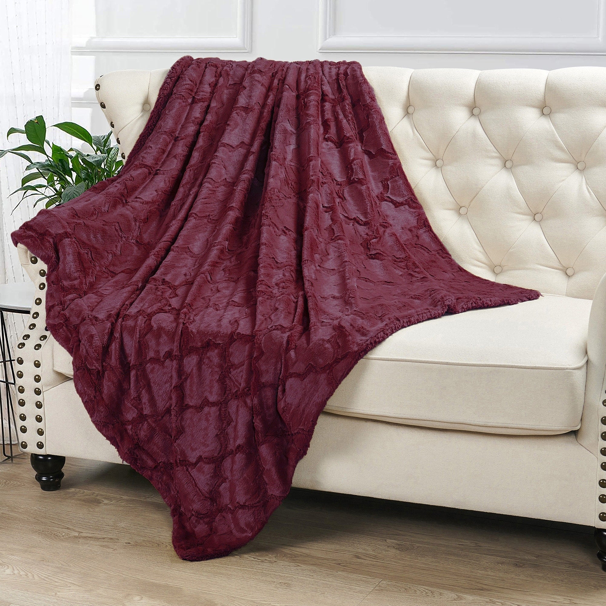 Boon Brushed Faux Fur 50 X 60 Inch 60 X 80 Inch Ashley Throw With Sherpa And Borrego Backing
