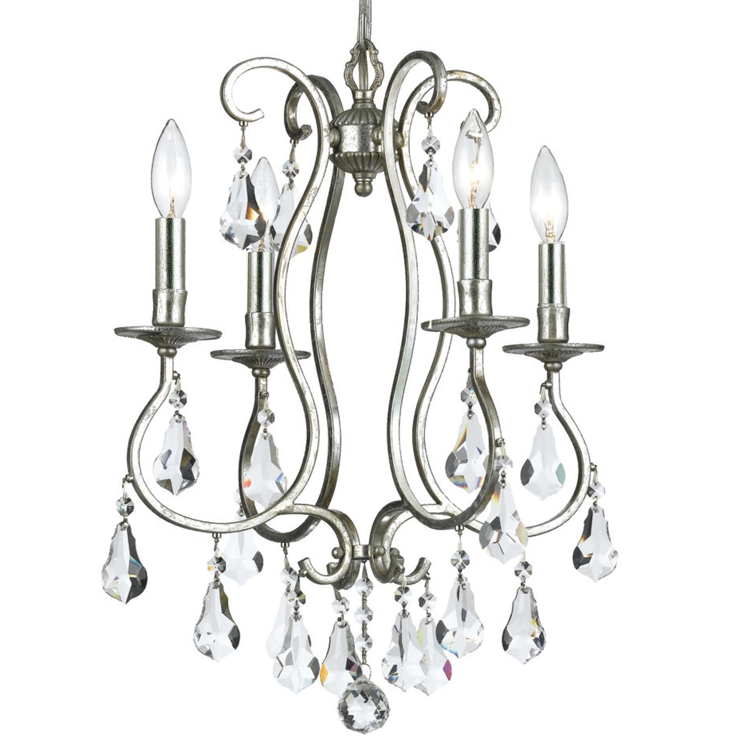 Crystorama Ashton Collection 4 Light Olde Silver Mini Chandelier