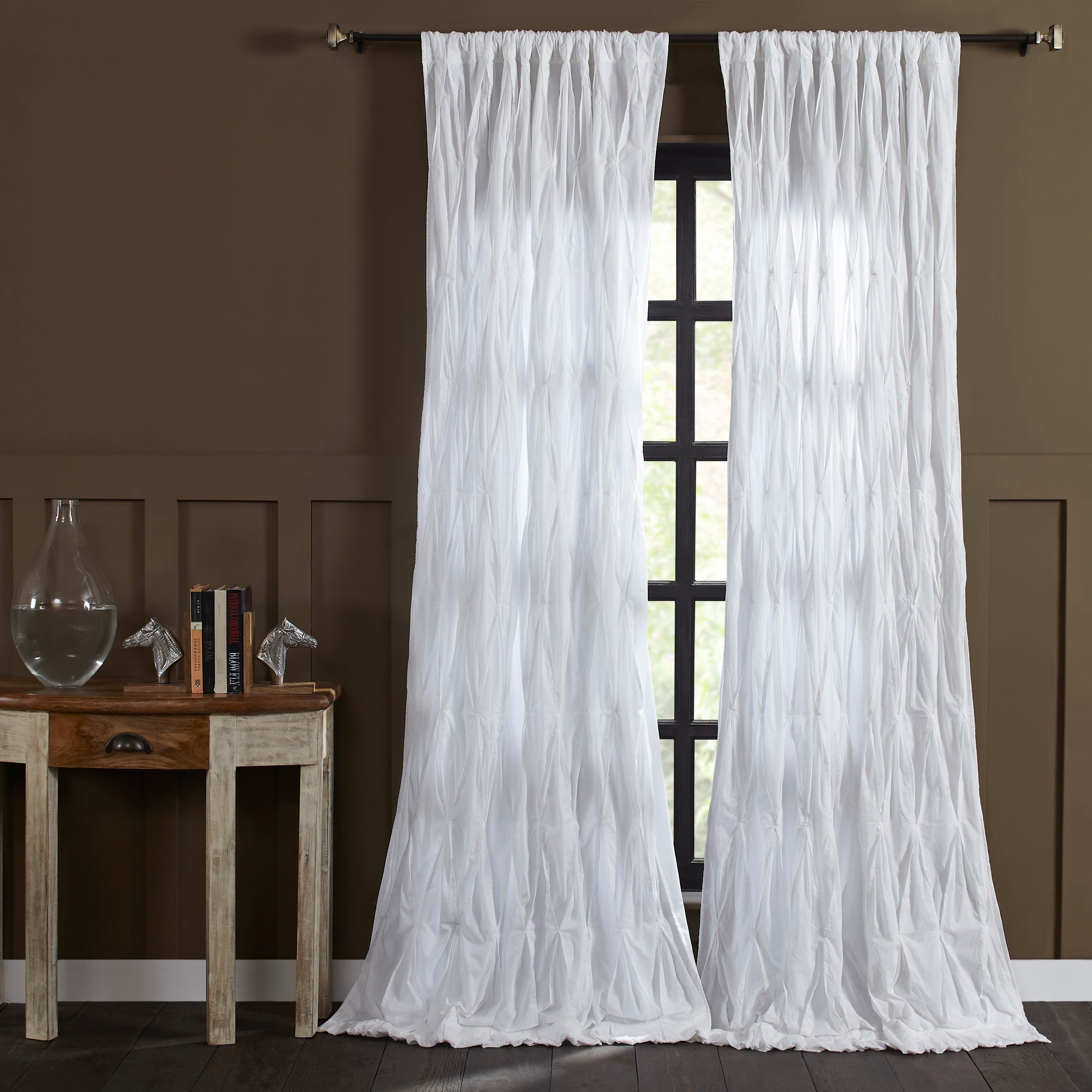 Cottage Home Ashton White Single Curtain Panel 50 W X 96 L