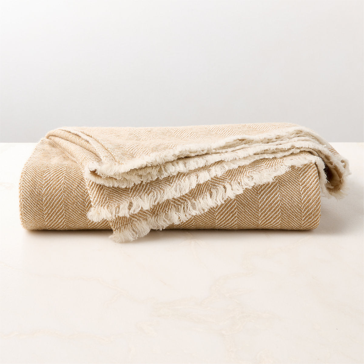 Ashwood Natural Herringbone Wool Throw Pillow with Down-Alternative Insert 20inx20in by Todd Snyder
