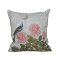 Asian Rose Floral Print 18 Inch Throw Pillow