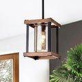 Asosi Imitation Wood Grain Matte Black 1 Light Pendant
