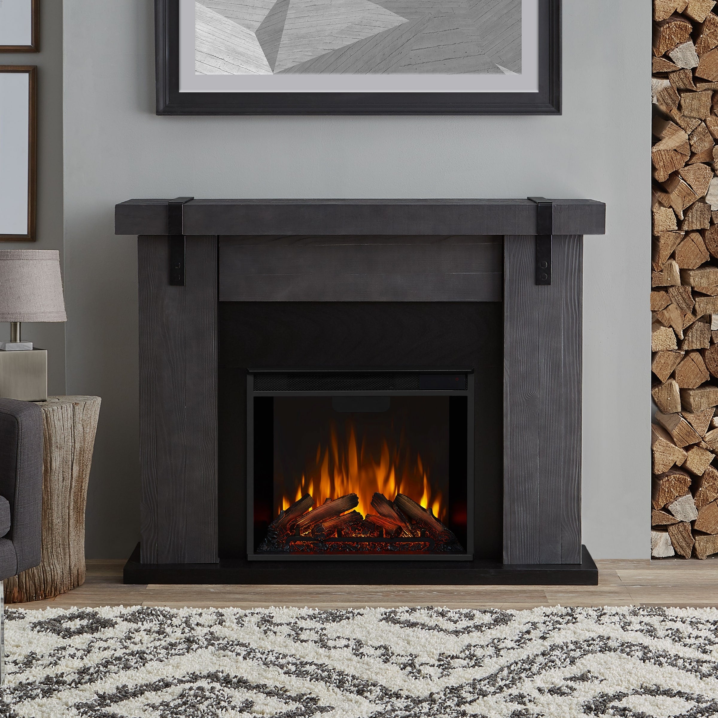 Aspen Electric Fireplace Gray Barnwood By Real Flame